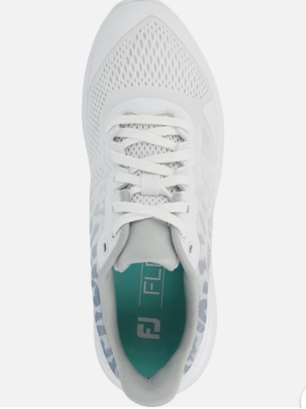 Foot Joy Flex White Leopard Ladies Spikeless Golf Shoe - Picture 7 of 14